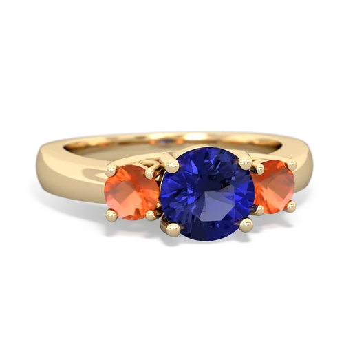 lab sapphire-fire opal timeless ring