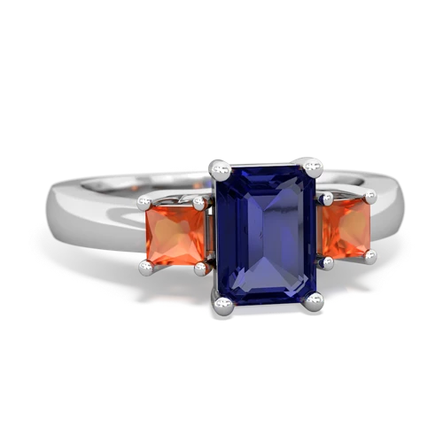 lab sapphire-fire opal timeless ring