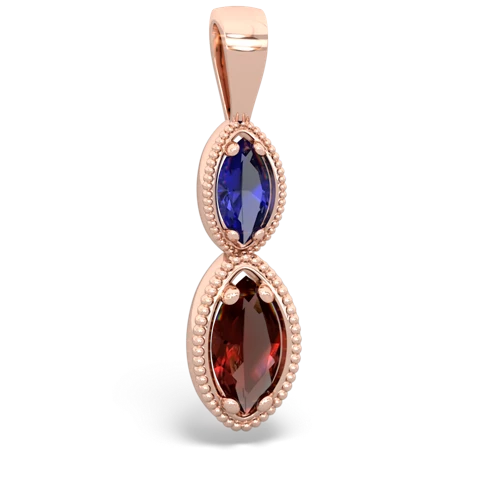 lab sapphire-garnet antique milgrain pendant