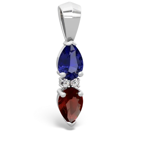 lab sapphire-garnet bowtie pendant