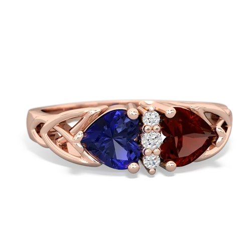 lab sapphire-garnet celtic ring