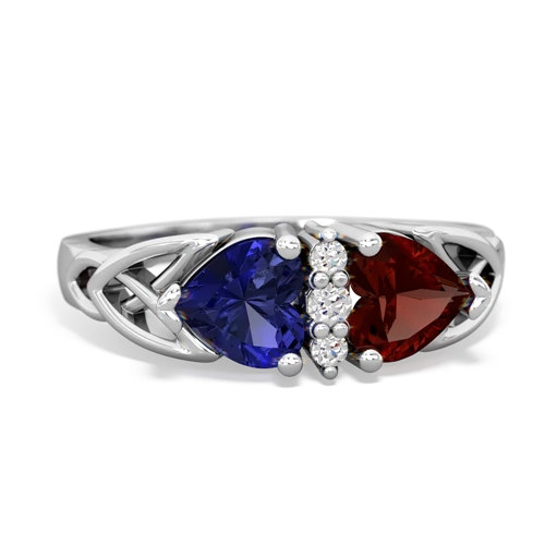 lab sapphire-garnet celtic ring