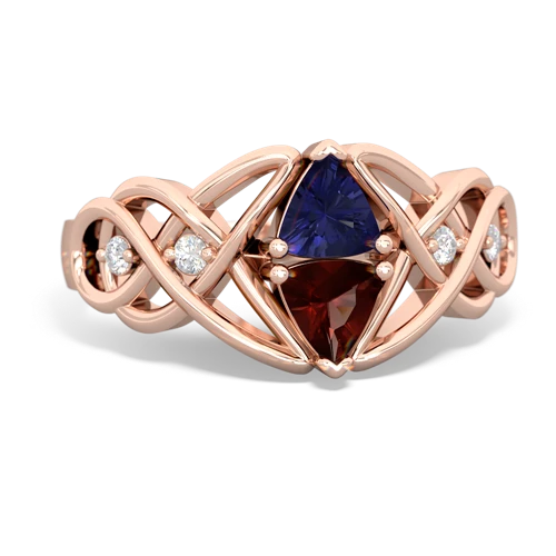 lab sapphire-garnet celtic knot ring