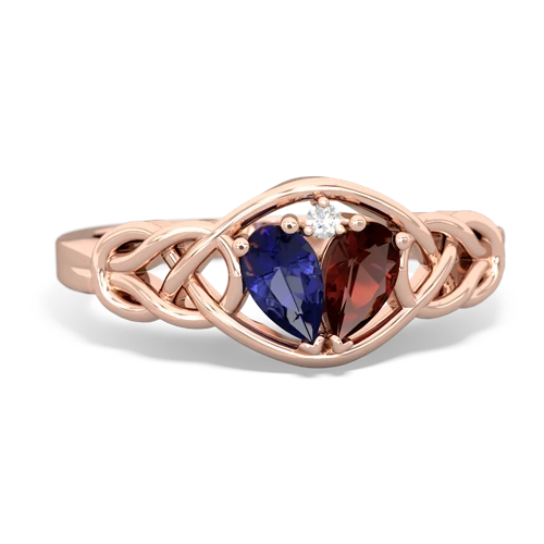 lab sapphire-garnet celtic knot ring