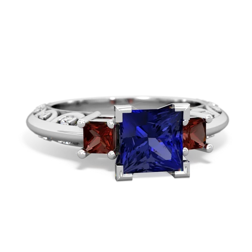 lab sapphire-garnet engagement ring