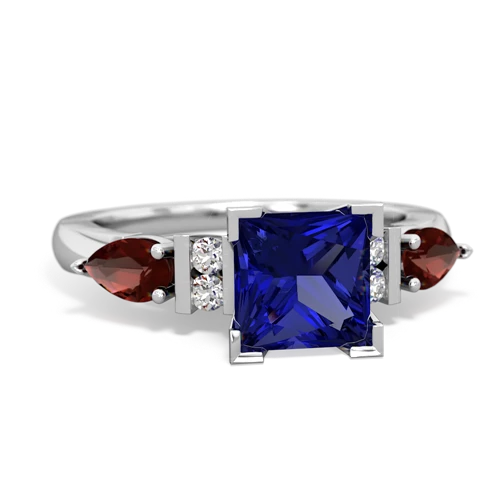 lab sapphire-garnet engagement ring