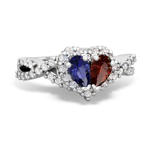 lab sapphire-garnet engagement ring