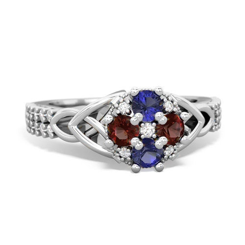 lab sapphire-garnet engagement ring