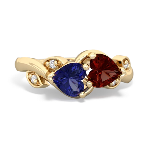 lab sapphire-garnet floral keepsake ring