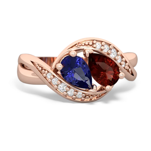 lab sapphire-garnet keepsake curls ring