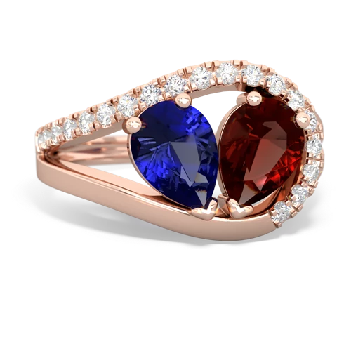 lab sapphire-garnet pave heart ring