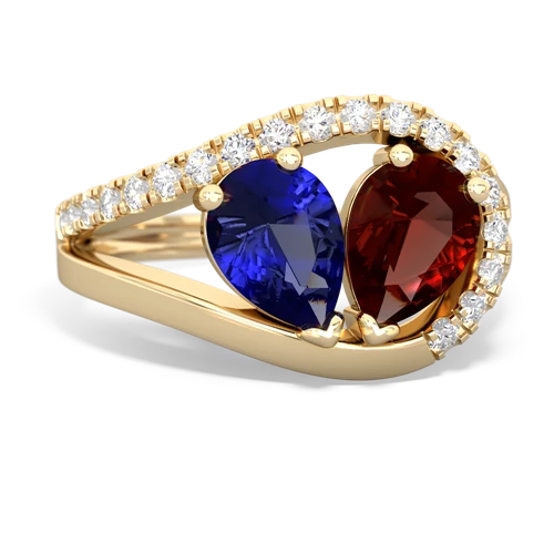 lab sapphire-garnet pave heart ring