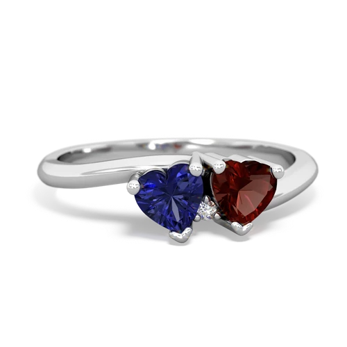 lab sapphire-garnet sweethearts promise ring