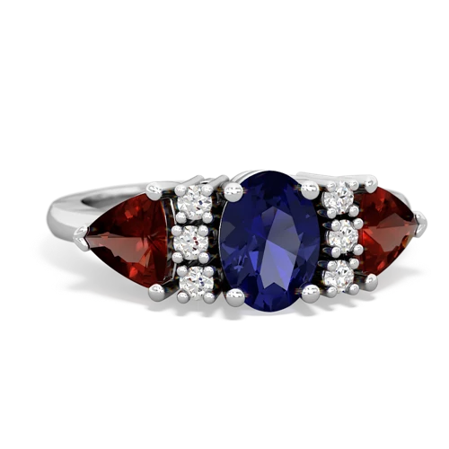 lab sapphire-garnet timeless ring