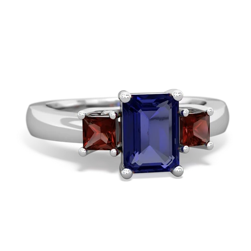 lab sapphire-garnet timeless ring