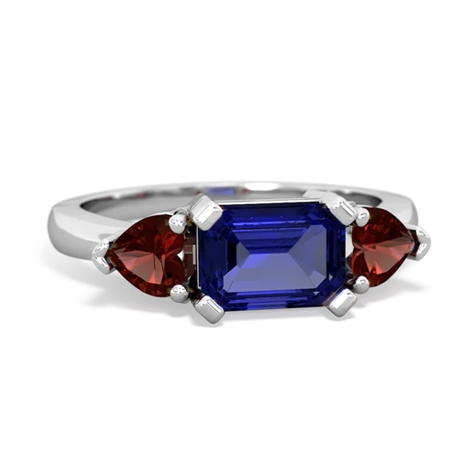 lab sapphire-garnet timeless ring