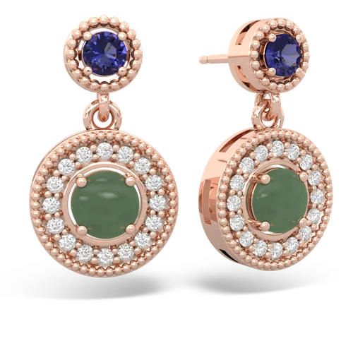 lab sapphire-jade halo earrings