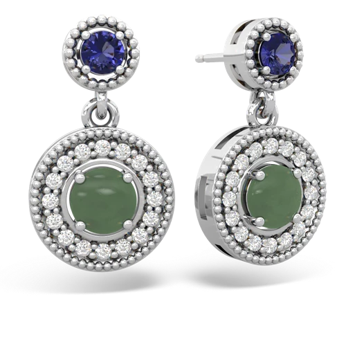 lab sapphire-jade halo earrings