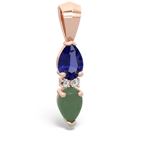 lab sapphire-jade bowtie pendant