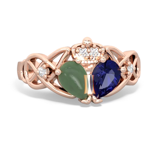 lab sapphire-jade claddagh ring