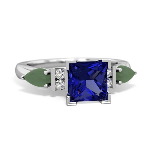 lab sapphire-jade engagement ring