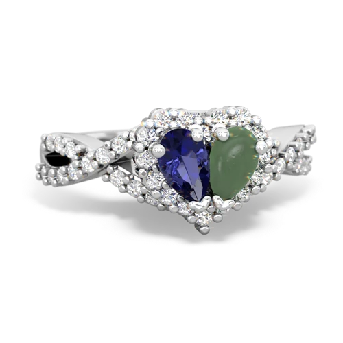 lab sapphire-jade engagement ring