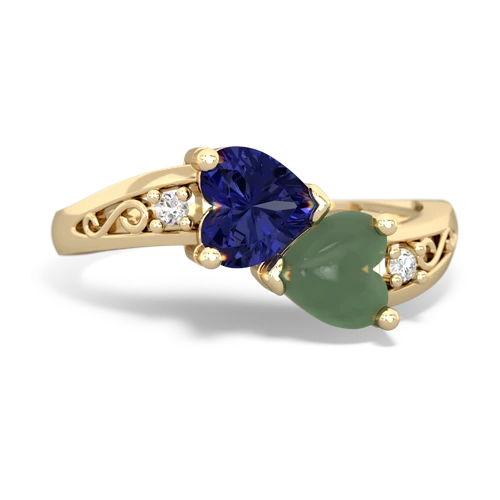 lab sapphire-jade filligree ring