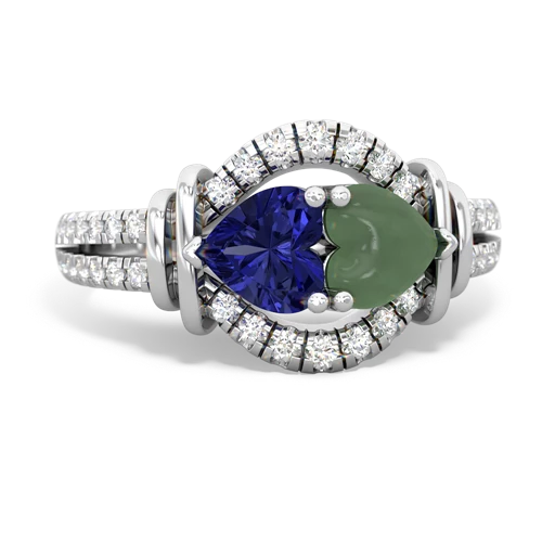 lab sapphire-jade pave keepsake ring