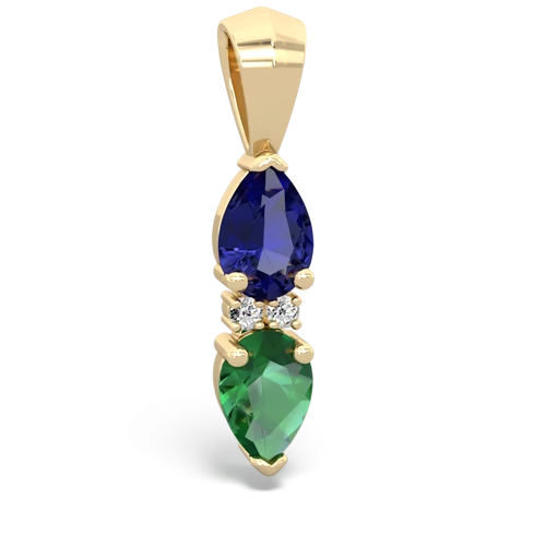 lab sapphire-lab emerald bowtie pendant