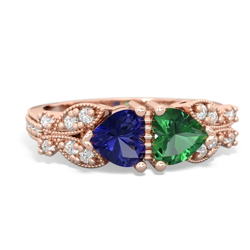 lab sapphire-lab emerald keepsake butterfly ring