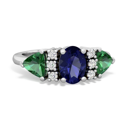 lab sapphire-lab emerald timeless ring