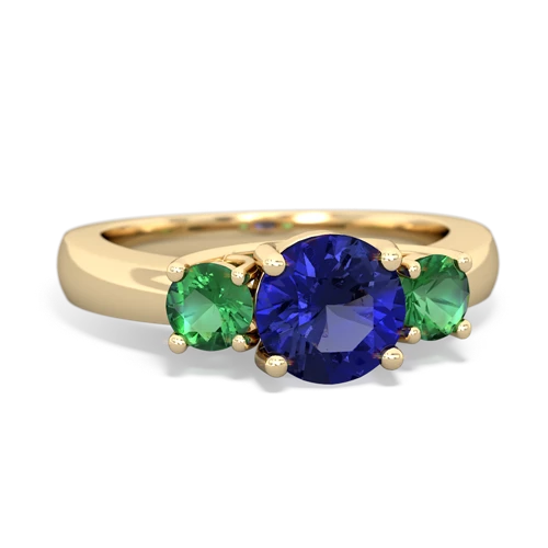 lab sapphire-lab emerald timeless ring