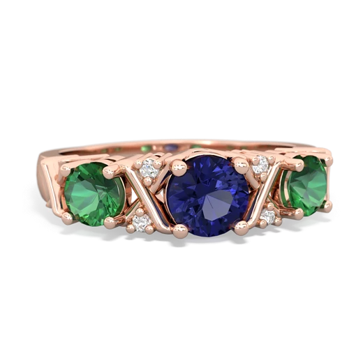 lab sapphire-lab emerald timeless ring