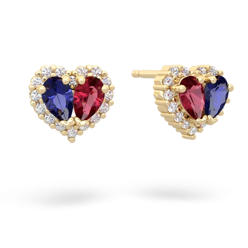 lab sapphire-lab ruby halo-heart earrings