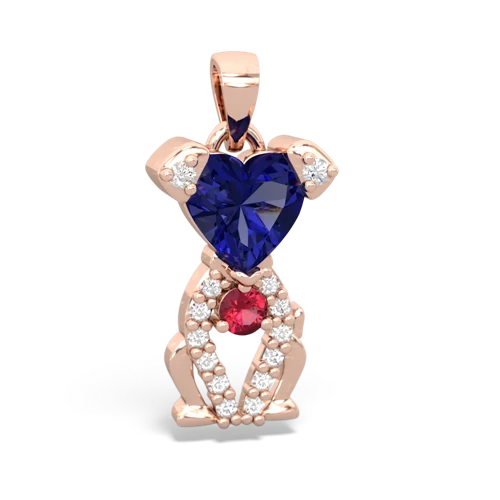 lab sapphire-lab ruby birthstone puppy pendant