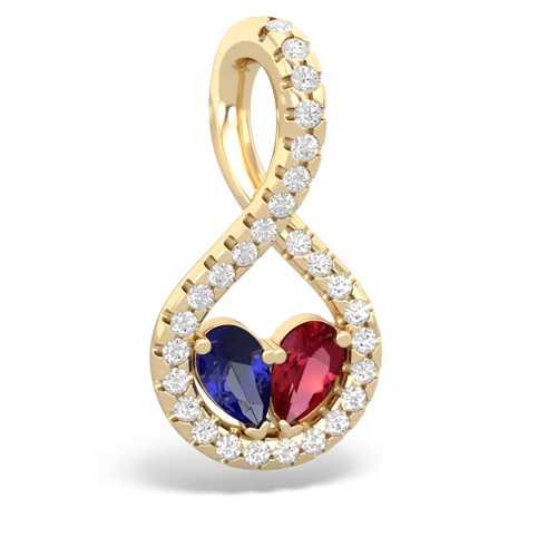 lab sapphire-lab ruby pave twist pendant