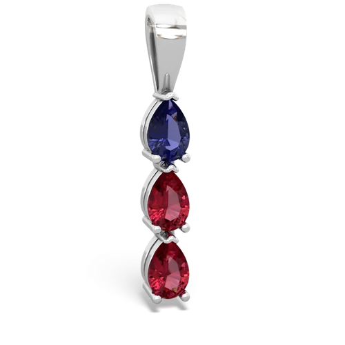 lab sapphire-lab ruby three stone pendant