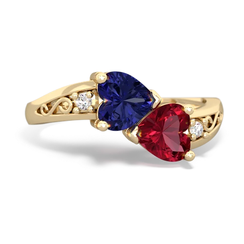 lab sapphire-lab ruby filligree ring