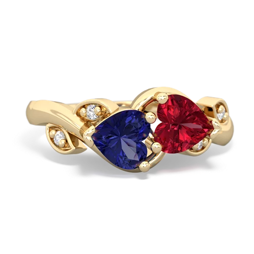 lab sapphire-lab ruby floral keepsake ring