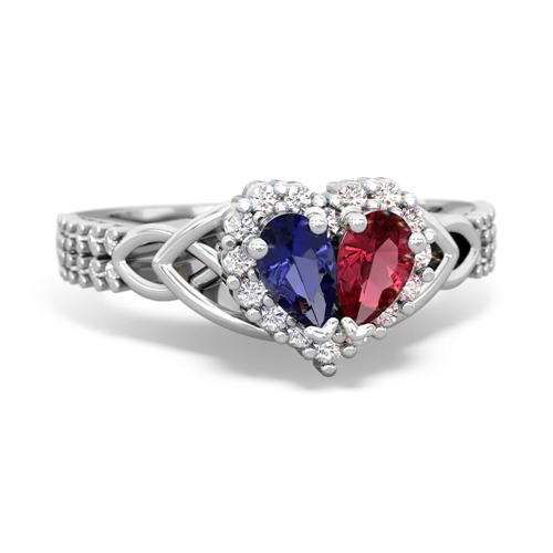 lab sapphire-lab ruby keepsake engagement ring