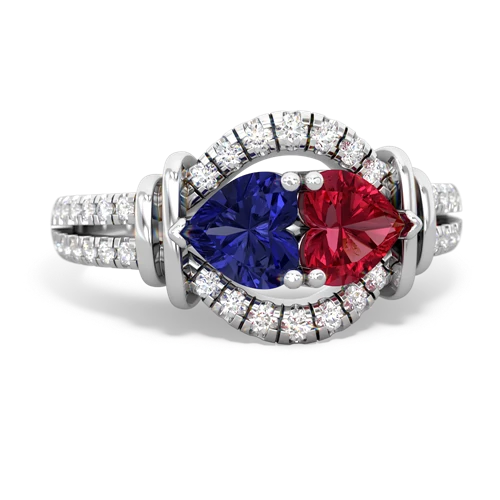 lab sapphire-lab ruby pave keepsake ring