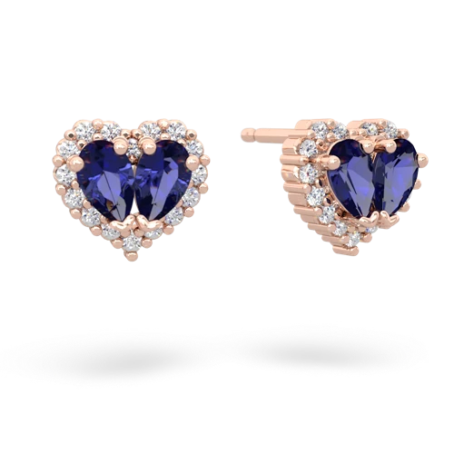 lab sapphire-lab sapphire halo-heart earrings