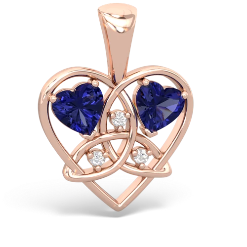 lab sapphire-lab sapphire celtic heart pendant