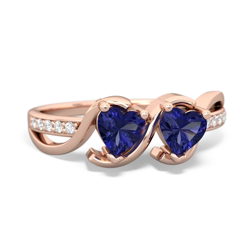 lab sapphire-lab sapphire double heart ring