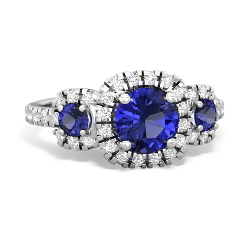 blue topaz-opal three stone regal ring