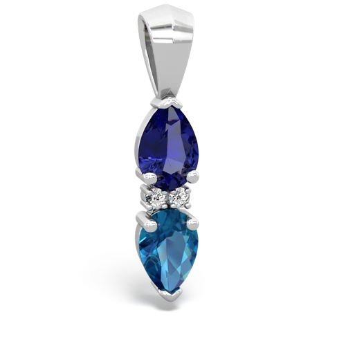 lab sapphire-london topaz bowtie pendant