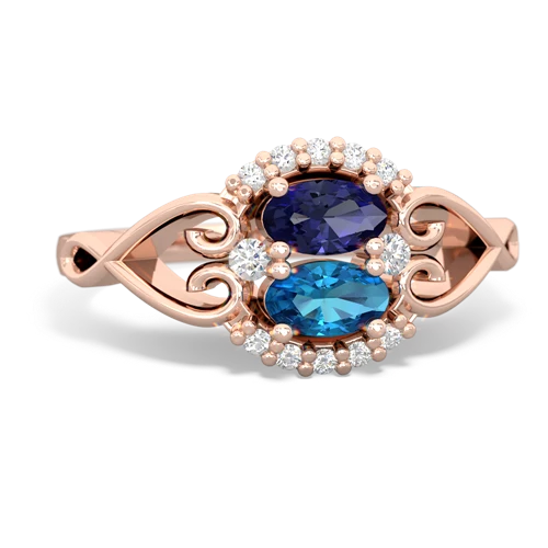 lab sapphire-london topaz antique keepsake ring