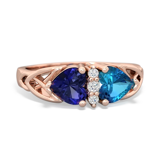 lab sapphire-london topaz celtic ring