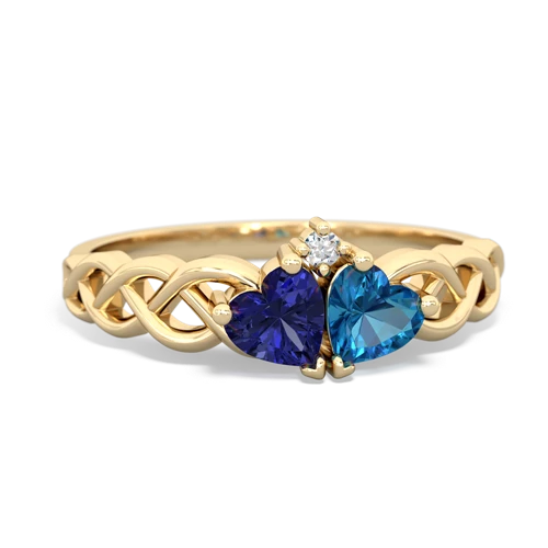 lab sapphire-london topaz celtic braid ring