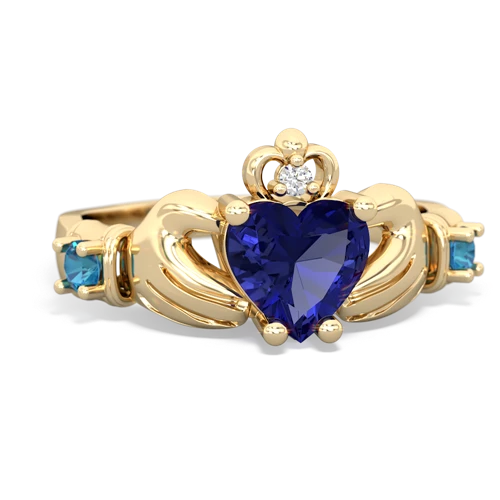 lab sapphire-london topaz claddagh ring